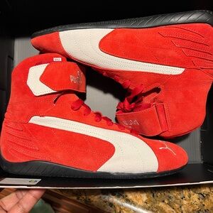 Puma Red and White Speedcat Mid Racing Sneakers Speedcat OG hi tops